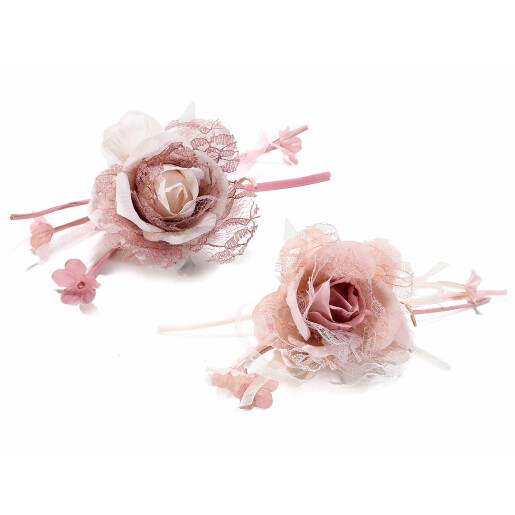 Set 12 Trandafiri artificiali roz 9 cm