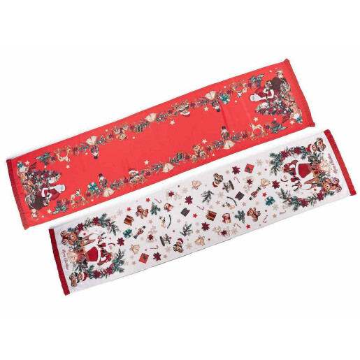 Set 2 traverse masa Craciun textil multicolor cm 32 x 140 H
