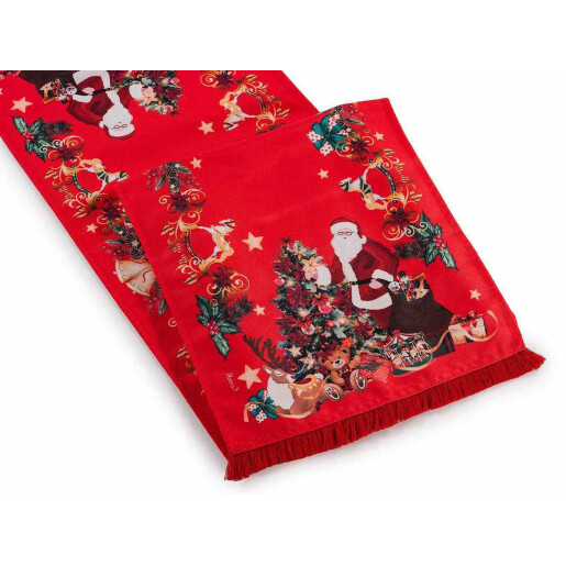 Set 2 traverse masa Craciun textil multicolor cm 32 x 140 H