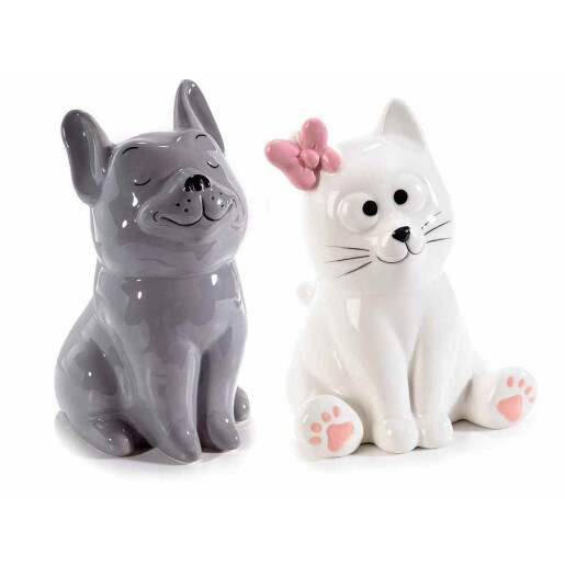 Set 2 figurine Pisicuta Catelus ceramica multicolora cm 8,5 x 10 x 14,5 H