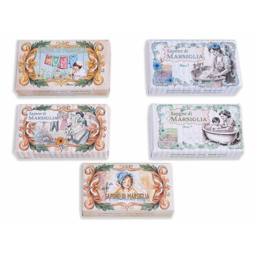 Set 5 sapunuri vegetale fara coloranti aroma Marseille 10 x 6 x 3 H, 150 gr