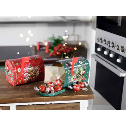 Set 2 cutii postale Craciun metal multicolor 15.5x9.5x11.5 cm