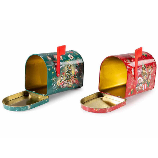 Set 2 cutii postale Craciun metal multicolor 15.5x9.5x11.5 cm