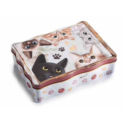Cutie depozitare metal multicolor Pisicute 13 x 18 x 5 H