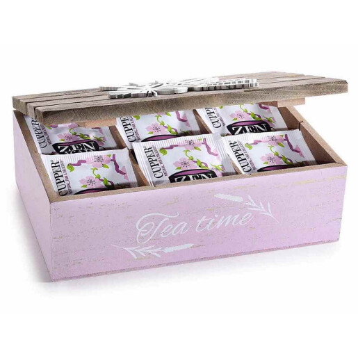 Cutie pliculete ceai compartimentata lemn 21 x 14,5 x 7,5 H