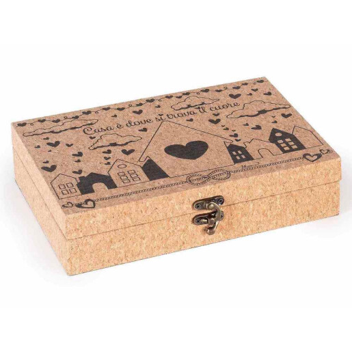 Cutie depozitare lemn efect pluta natur negru cm 24 x 17 x 5,5 H