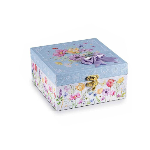 Set 3 cutii bijuterii lemn multicolor Flowers 20 x 20 x 10 H, 16 x 16 x 8 H,  12 x 12 x 7 H 