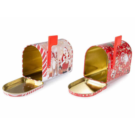 Set 2 cutii postale Craciun metal multicolor 13x8x9.5 cm