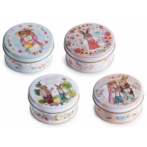 Set 4 cutii Paste metal multicolor Ø 10 cm x 4,5 H