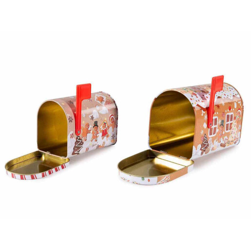 Set 2 cutii postale Craciun metal multicolor 15.5x9.5x11.5 cm, 8x13x9.5 cm