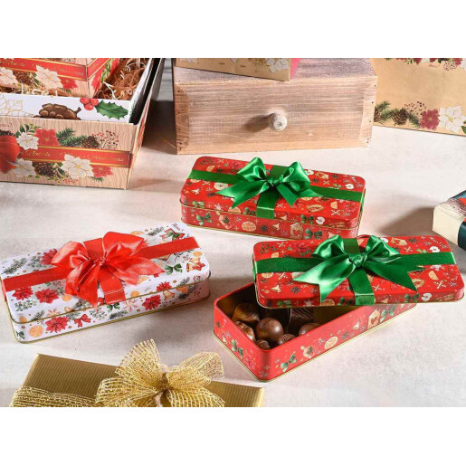Set 2 cutii decor Craciun metal multicolor 21x9.5x4 cm