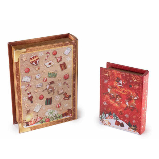 Set 2 cutii decor Craciun 18x25x5.5 cm, 13x18x4 cm
