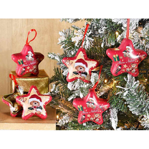 Set 2 ornamente brad Craciun metal multicolor 9x5x9 cm