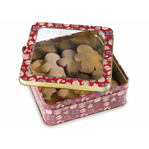 Set 3 cutii Craciun metal multicolor 20.5x20.5x7.5 cm, 17.5x17.5x6.5 cm, 15x15x5.5 cm