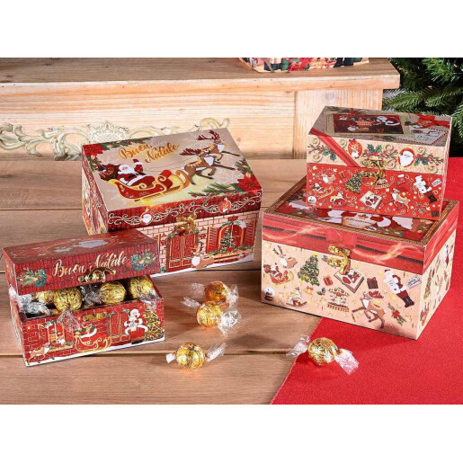 Set 4 cutii decor Craciun 20x14x12 cm, 16x11x9 cm