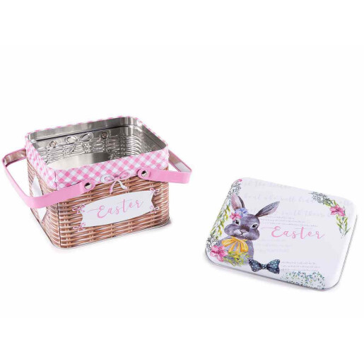 Set 4 cutii metal Iepurasi 15.5x13x10.5 cm