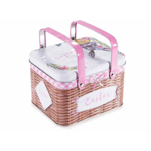 Set 4 cutii metal Iepurasi 15.5x13x10.5 cm