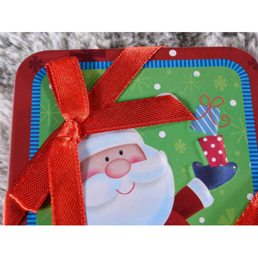 Set 4 cutii Craciun metal multicolor cm 9 x 12 x 1,5 H