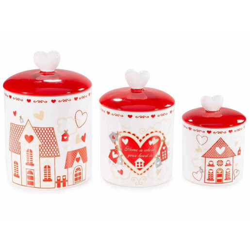 Set 3 borcane ceramica Ø 13 cm x 20 H, Ø 11,5 x 16,5 H, Ø 9,5 x 13 H