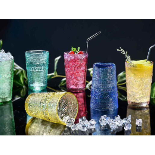 Set 6 pahare sticla Ø 8 cm x 12,5 H, 350 ml