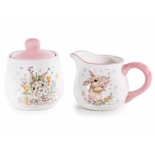 Set latiera, zaharnita Iepuras ceramica multicolora 9.5x11 cm, 13.5x9x8.5 cm