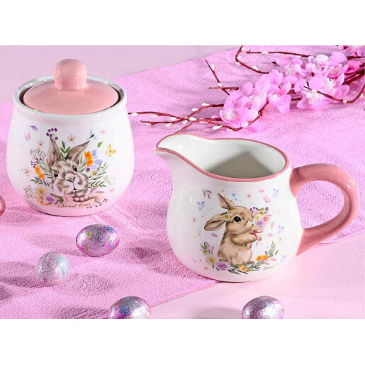 Set latiera, zaharnita Iepuras ceramica multicolora 9.5x11 cm, 13.5x9x8.5 cm