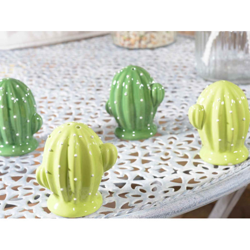 Set solnita pipernita din ceramica Cactus verde inchis