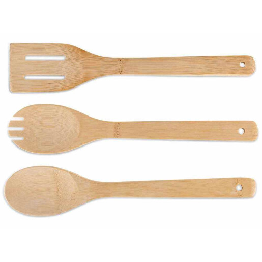 Set 3 ustensile gatit in suport lemn Ø 7 cm x 32 H