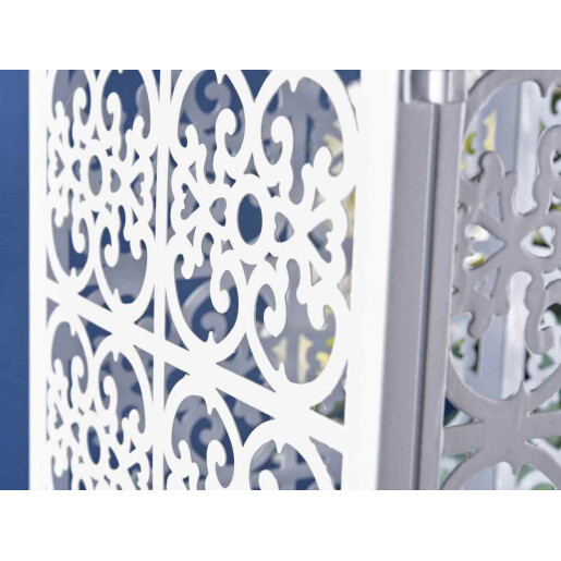 Set 2 felinare metal alb cm 25 x 25 x 87 H, 18 x 18 x 61.5 H