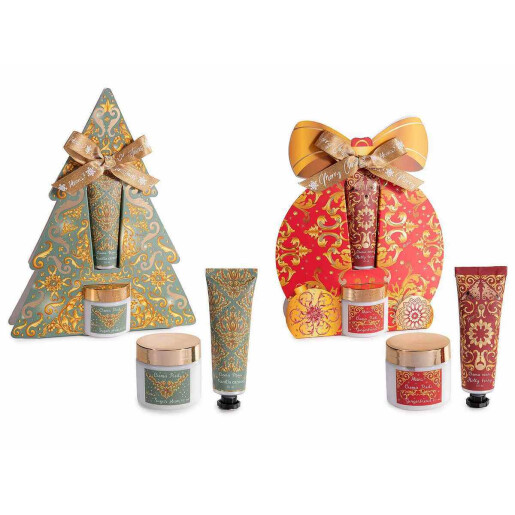 Set 2 creme maini, 2 creme picioare, cadou Craciun cm 18 x 5 x 23 H, 30 ml, 60 ml