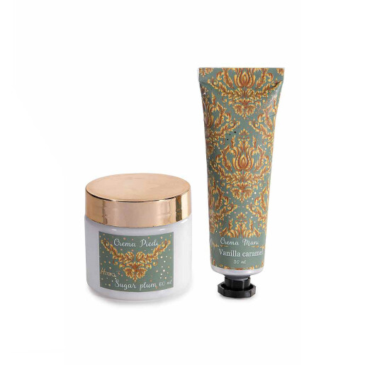 Set 2 creme maini, 2 creme picioare, cadou Craciun cm 18 x 5 x 23 H, 30 ml, 60 ml