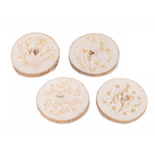 Set 4 suporturi pahare lemn Ø 10 cm