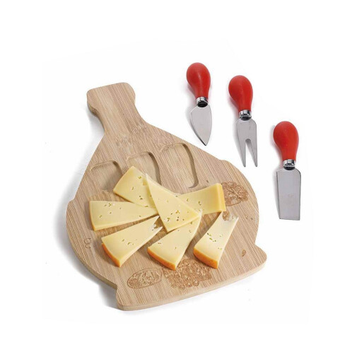 Platou lemn servire branzeturi, set 3 cutite cm 20 x 30 H