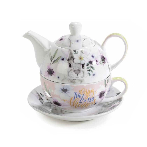 Set 3 ceainice, 3 cesti portelan multicolor 15.5x10.5x13.5 cm