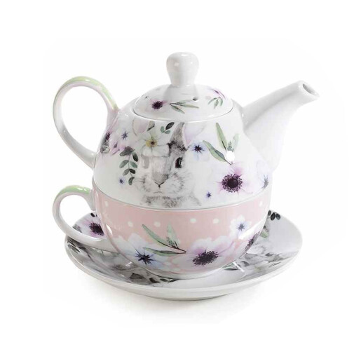Set 3 ceainice, 3 cesti portelan multicolor 15.5x10.5x13.5 cm