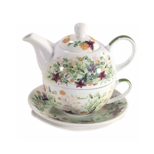 Set 2 ceainice 2 cesti portelan multicolor 400 ml, 250 ml