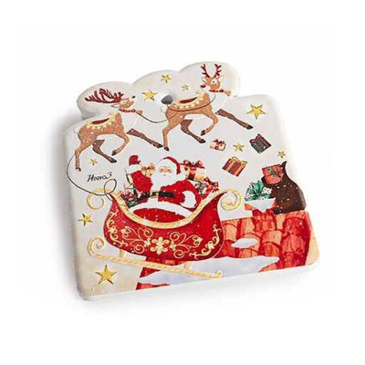 Set 6 suporturi pahare Craciun ceramica multicolora cm 10 x 11 H