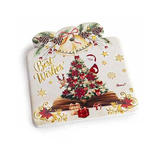Set 6 suporturi pahare Craciun ceramica multicolora cm 10 x 11 H