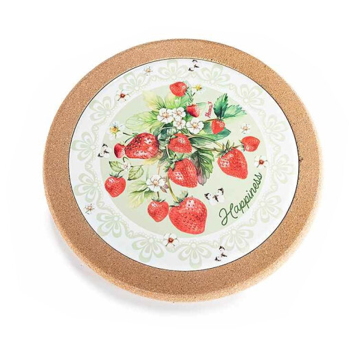 Set 4 suporturi vase fierbinti pluta ceramica multicolora Capsuni Ø 20 cm