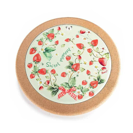 Set 4 suporturi vase fierbinti pluta ceramica multicolora Capsuni Ø 20 cm