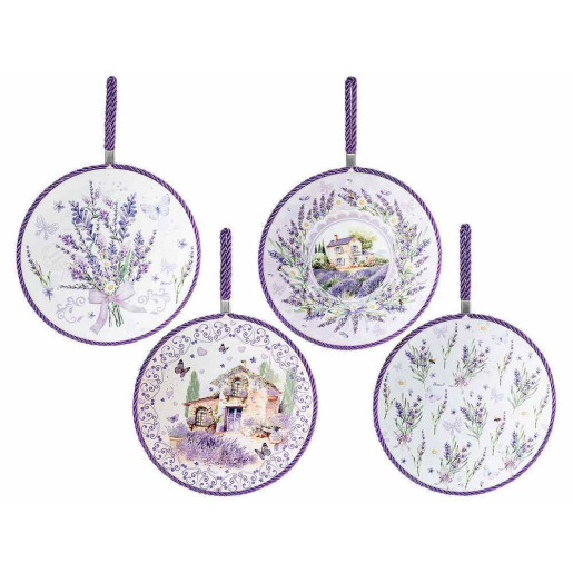 Set 4 suporturi vase fierbinti pluta ceramica multicolora Lavanda Ø 19 cm