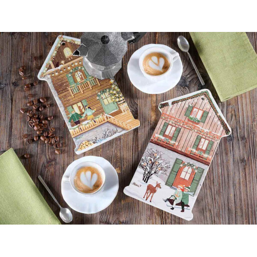 Set 2 suporturi vase fierbinti Craciun ceramica multicolora cm 15 x 25 H