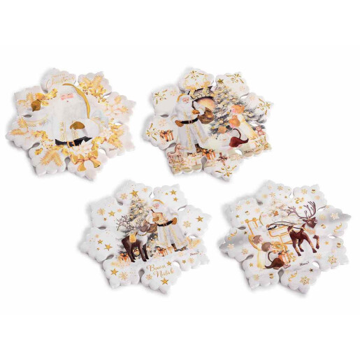 Set 4 suporturi vase fierbinti ceramica multicolora Craciun cm 20 x 20 H