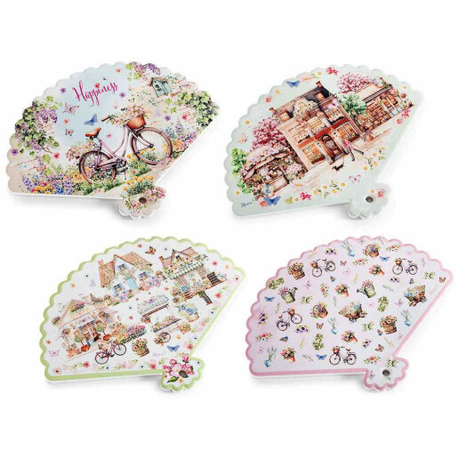 Set 4 suporturi vase fierbinti pluta ceramica multicolora Retro cm 23 x 18 H
