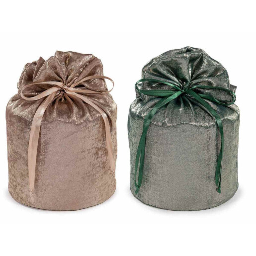 Set 6 saculeti Craciun textil verde maro Ø23cmx30H