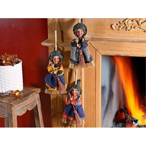 Figurina Halloween Vrajitoare Befana polirasina textil multicolor cm 27 H