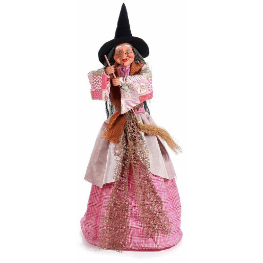 Set 2 figurine Vrajitoare Befana polirasina textil multicolor Ø37x79H