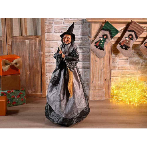 Figurina Halloween Vrajitoare Befana textil Ø36x91H