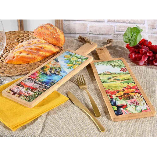 Platou servire ceramica lemn multicolor 12,5 x 41,5 H