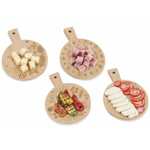 Set 4 platouri Craciun lemn natur 14x19 cm